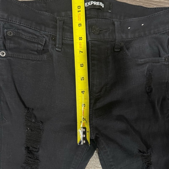 Express Black Distressed Legging High Rise Stretch Denim Size 2R - Picture 10 of 12